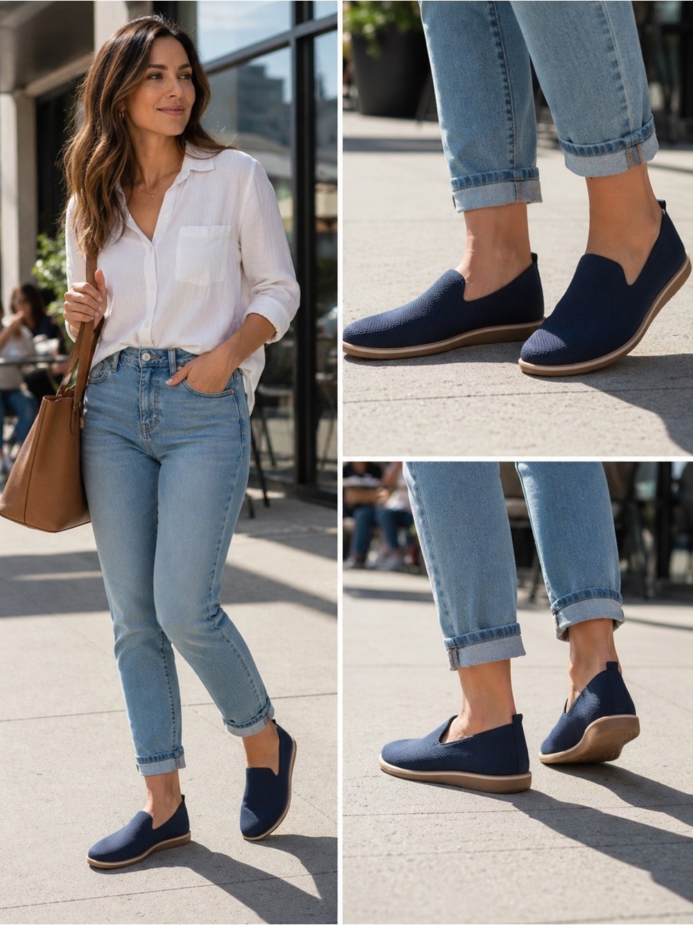 Eileen Fisher Lindy Stretch Slip On Shoes Size 9 Navy Blue
